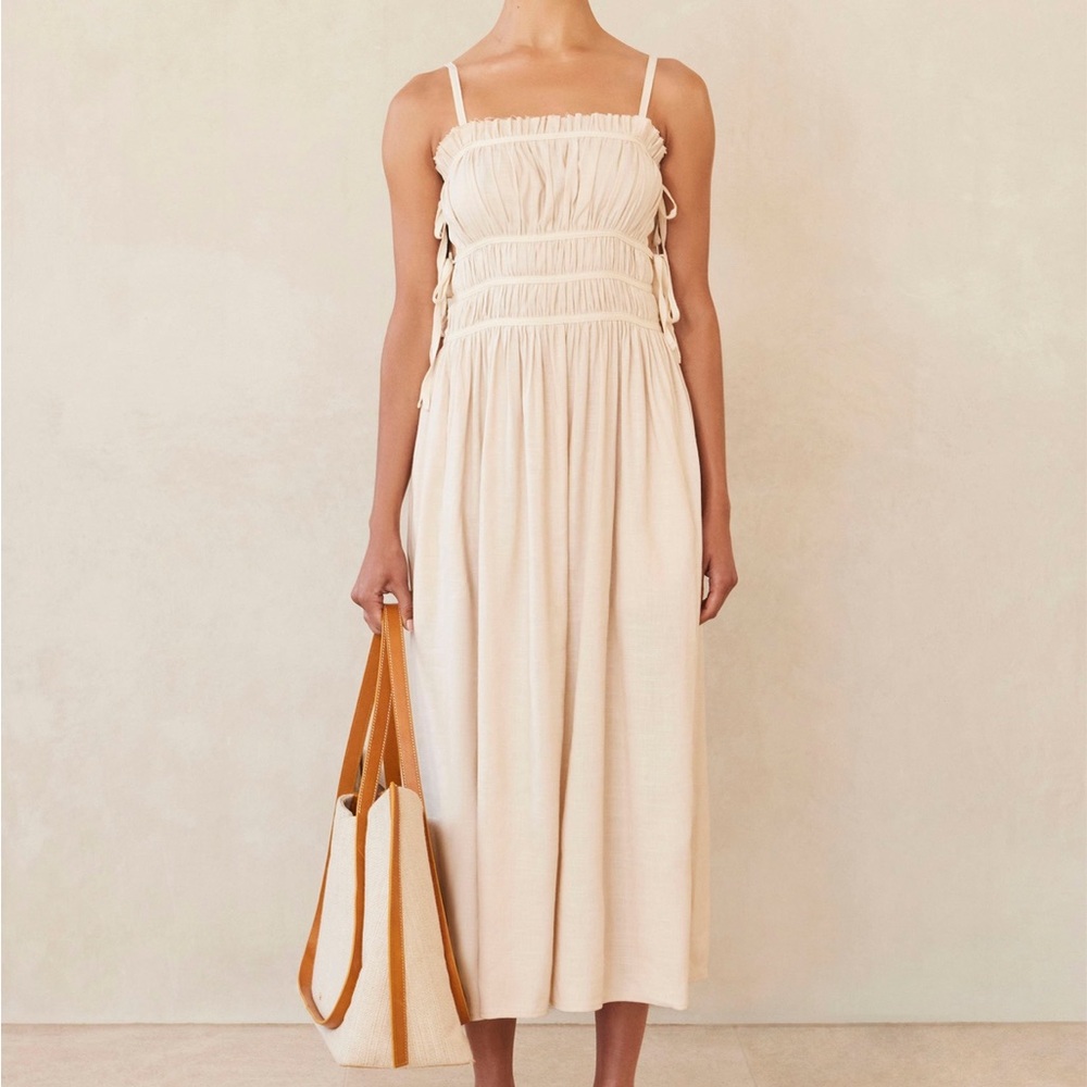 Cult Gaia Lola Smocked Sleeveless Midi Dress